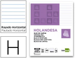 Bloc de cartas Liderpapel holandesa 40 hojas 60g/m² raya horizontal